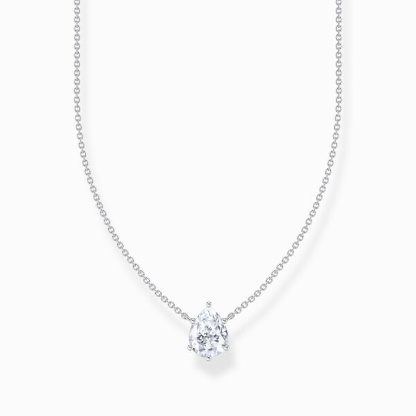 Thomas Sabo Halsband - Vit zirkonia droppformat, silver.