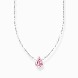 Thomas Sabo Halsband - Rosa zirkonia droppformat, silver.