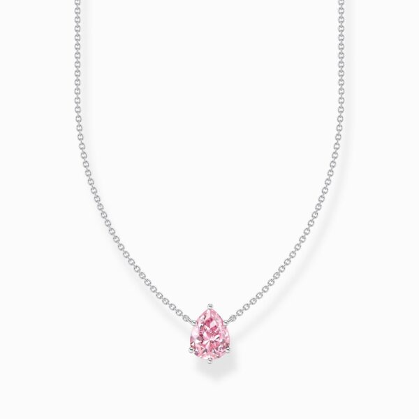 Thomas Sabo Halsband - Rosa zirkonia droppformat, silver.