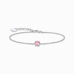 Thomas Sabo Armband rund rosa sten, silver.
