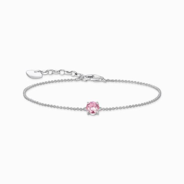 Thomas Sabo Armband rund rosa sten, silver.