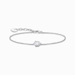 Thomas Sabo Armband droppformad vit sten, silver