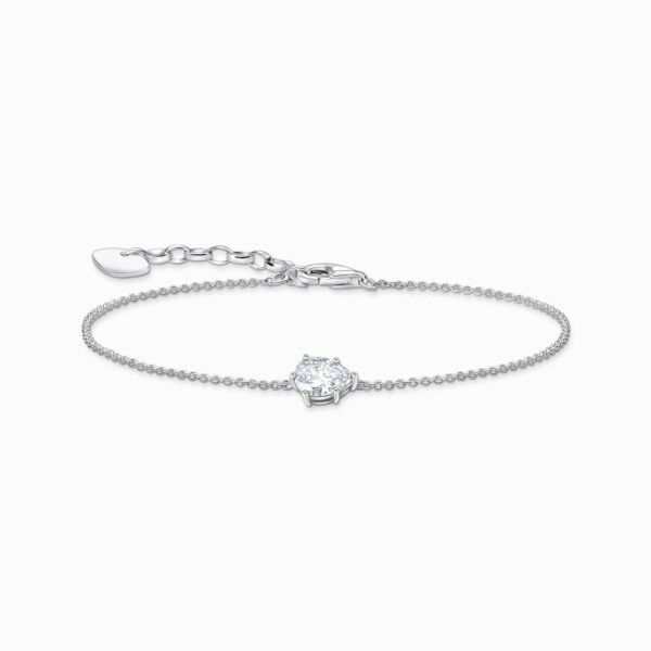 Thomas Sabo Armband droppformad vit sten, silver