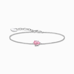 Thomas Sabo Armband droppformad rosa sten, silver,