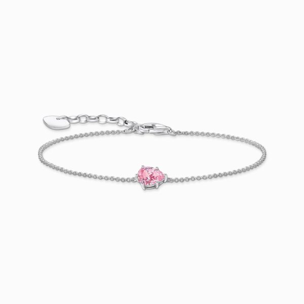 Thomas Sabo Armband droppformad rosa sten, silver,