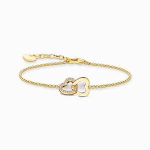 Thomas Sabo Armband med sammanlänkade hjärtan, guldpläterat.