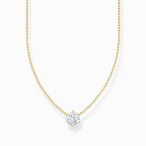 Thomas Sabo Halsband - Vit zirkonia sten, guldpläterat.