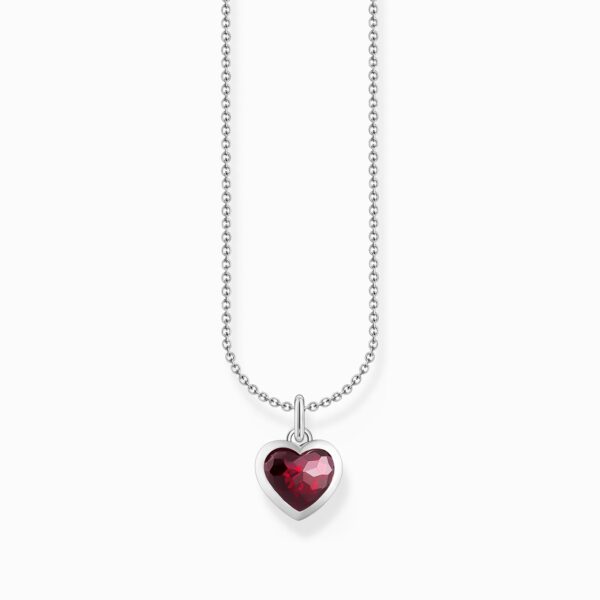 Thomas Sabo Halsband Mörkrött hjärtformat hänge, silver.