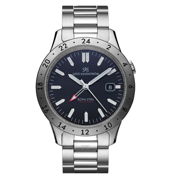 Sjöö Sandström Royal Steel World Timer 41 mm Svart tavla