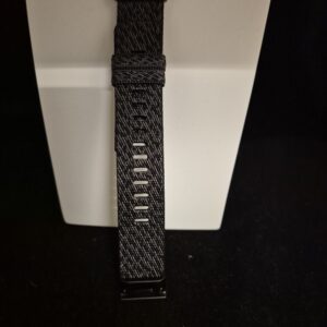 QuickFit® 22-klockarmband Armband i jacquardvävd nylon svart/grå melerat