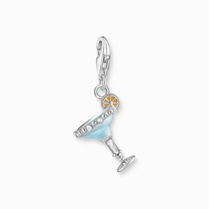 Thomas Sabo Charm-Hängsmycke blått cocktailglas silver.