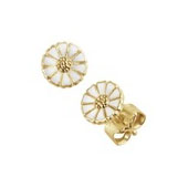 Georg Jensen DAISY örhängen 18 kt. förgyllt silver, Vit emalj 7 mm. 1 ex