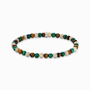 Thomas Sabo  Armband stenar i daisyjaspis, imiterad malakit och tigeröga. 5 mm. Nyhet!