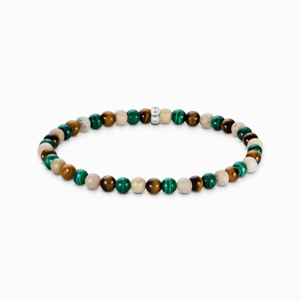 Thomas Sabo  Armband stenar i daisyjaspis, imiterad malakit och tigeröga. 5 mm. Nyhet!