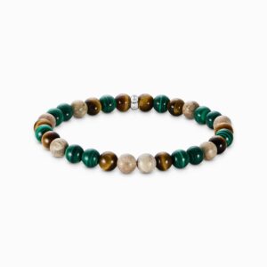 Thomas Sabo  Armband stenar i daisyjaspis, imiterad malakit och tigeröga 7 mm. Nyhet!