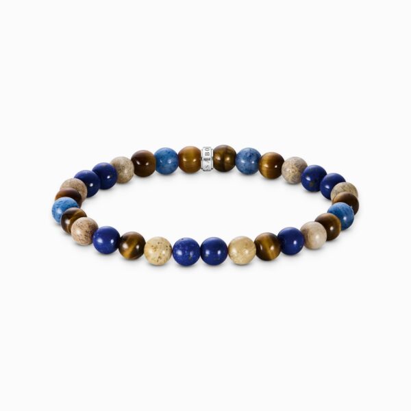 Thomas Sabo  Armband stenar i daisyjaspis, dumortierit, lapis lazuli-imitation och tigeröga. 7 mm. Nyhet!