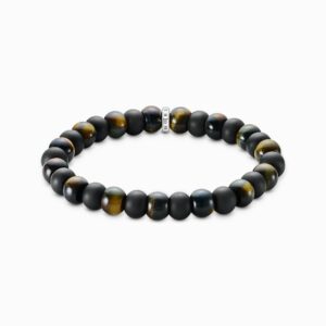 Thomas Sabo  Armband  Obsidian och tigeröga 9 mm. Nyhet!