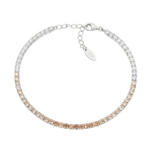 AMEN Italy: Tennis armband - Sterling silver.  2,5 mm. Tonad Champagne och vit zirkonia - Rhodium 