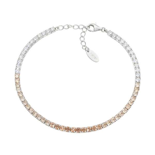 AMEN Italy: Tennis armband - Sterling silver.  2,5 mm. Tonad Champagne och vit zirkonia - Rhodium 