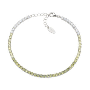 AMEN Italy: Tennis armband - Sterling silver. 2,5 mm Tonad - Vitt till oliv grön zirkonia - Rhodium
