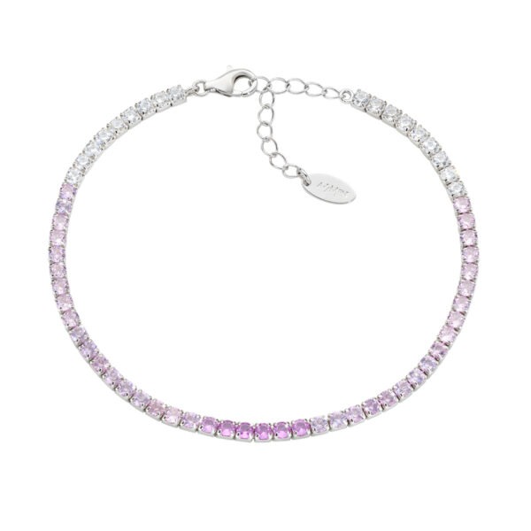 AMEN Italy: Tennis armband - Sterling silver. 2.5 mm. Tonad rosa och vit zirkonia - Rhodium 