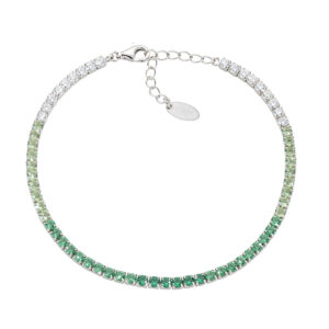 AMEN Italy: Tennis armband - Sterling silver. 2.5 mm Tonad – Vitt till grönt Zirkonia - Rhodium 