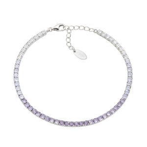 AMEN Italy: Tennis armband - Sterling silver. 2.5 mm. Tonad lavendel och vit zirkonia - Rhodium