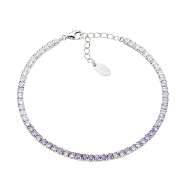 AMEN Italy: Tennis armband - Sterling silver. 2.5 mm. Tonad lavendel och vit zirkonia - Rhodium