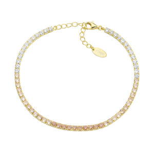 AMEN Italy: Tennis armband - Sterling silver. 2.5 mm. Tonad Coffe/champagne och vit zirkonia - Guldförgyllt