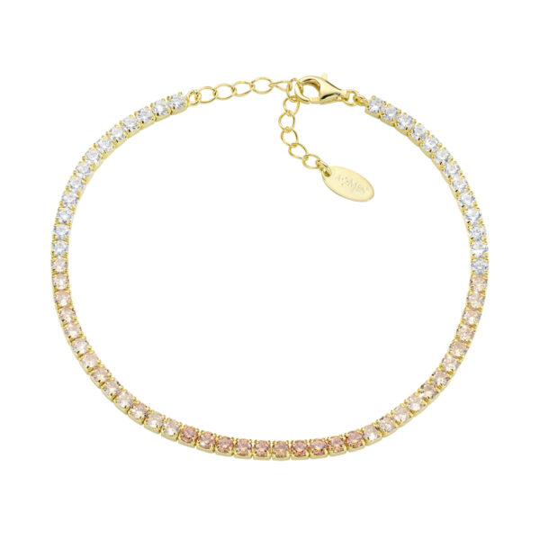 AMEN Italy: Tennis armband - Sterling silver. 2.5 mm. Tonad Coffe/champagne och vit zirkonia - Guldförgyllt