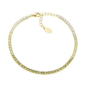 AMEN Italy: Tennis armband - Sterling silver. 2,5 mm. Tonad Oliv och vit zirkonia - Guldförgyllt