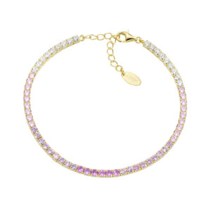 AMEN Italy: Tennis armband - Sterling silver. 2,5 mm. Tonad rosa och vit zirkonia - Guldförgyllt
