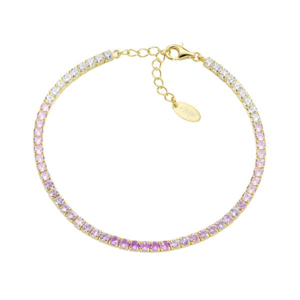 AMEN Italy: Tennis armband - Sterling silver. 2,5 mm. Tonad rosa och vit zirkonia - Guldförgyllt