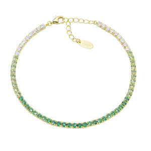 AMEN Italy: Tennis armband - Sterling silver. 2,5 mm. Tonad Grön och vit zirkonia - Guldförgyllt