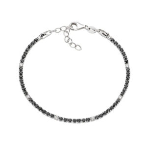 AMEN Italy: Tennis armband - Sterling silver. 2 mm. Svarta och vita zirkonia - Rhodium