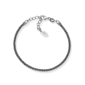 AMEN Italy: Tennis armband - Sterling silver. 2 mm. Svarta zirkonia - Rhodium