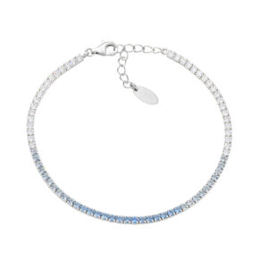 AMEN Italy: Tennis armband - Sterling silver. 2 mm. Tonad Blå och vit zirkonia - Rhodium 