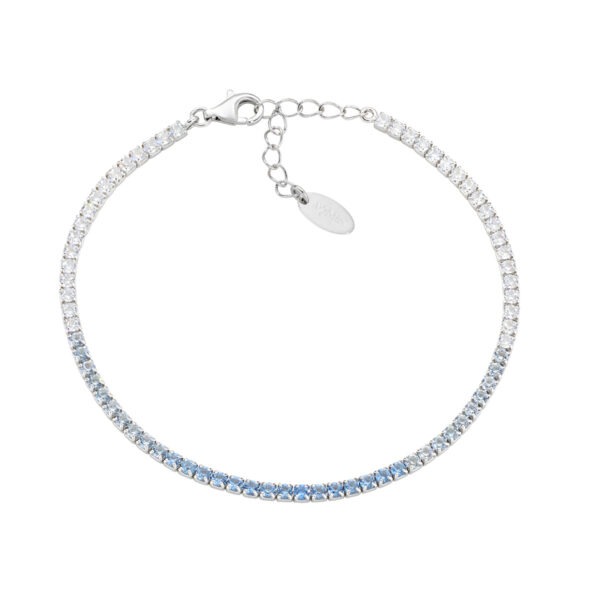AMEN Italy: Tennis armband - Sterling silver. 2 mm. Tonad Blå och vit zirkonia - Rhodium 