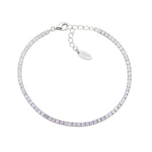 AMEN Italy: Tennis armband - Sterling silver. 2 mm. Tonad lavendel och vit zirkonia - Rhodium 
