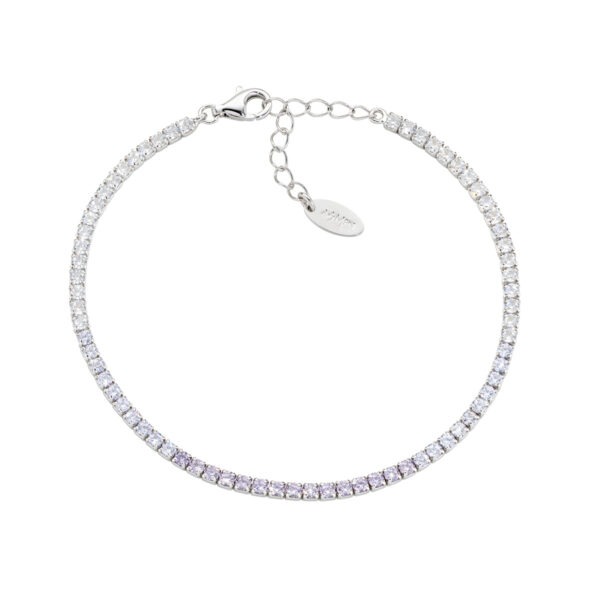 AMEN Italy: Tennis armband - Sterling silver. 2 mm. Tonad lavendel och vit zirkonia - Rhodium 