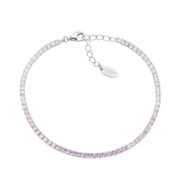 AMEN Italy: Tennis armband - Sterling silver. 2 mm. Tonad rosa och vit zirkonia - Rhodium 