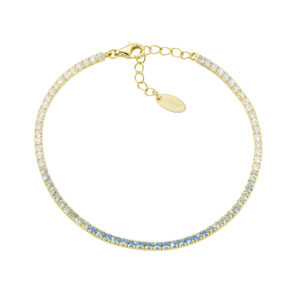 AMEN Italy: Tennis armband - Sterling silver. 2 mm. Tonade Blå färger och vit zirkonia - Guldförgyllt