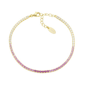 AMEN Italy: Tennis armband - Sterling silver. 2 mm. Tonad rosa och vit zirkonia - Guldförgyllt