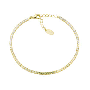 AMEN Italy: Tennis armband - Sterling silver. 2 mm. Tonad Oliv och vit zirkonia - Guldförgyllt