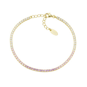 AMEN Italy: Tennis armband - Sterling silver. 2 mm. Tonad rosa och vit zirkonia - Guldförgyllt