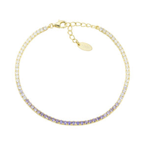 AMEN Italy: Tennis armband - Sterling silver. 2 mm. Tonad Lavendel och vit zirkonia - Guldförgyllt