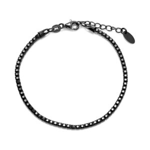 AMEN Italy: Tennis armband - Sterling silver. 2 mm. Svarta zirkonia - Svart Rhodium