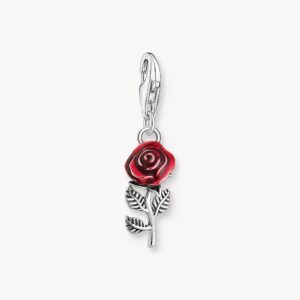 Thomas Sabo Charms berlock: Röd ros, silver