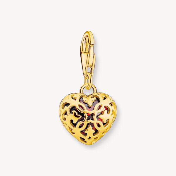 Thomas Sabo Charms berlock: Hängsmycke hjärt röd, guldpläterad - Bild 2