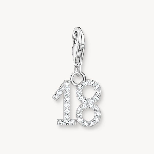 Thomas Sabo Charms berlock: Nr.18 med vita stenar, silver